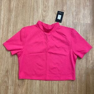 NWT Fashion Nova Vibrant Pink Mock Neck Crop Top